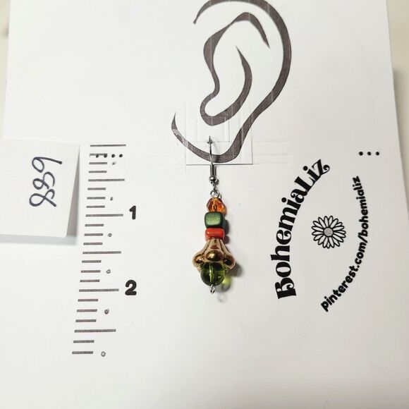 NEW BOHEMIALIZ earrings 688gantgd#mfs Green Czech flower dangle earrings fairy e - Picture 4 of 5